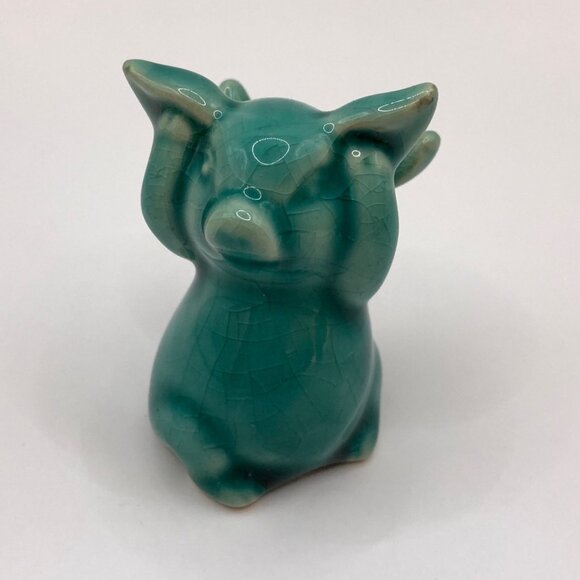 See No Evil - Hear No Evil Pig Angels Ceramic Figurine Tchotchke Flying Pigs - Picture 9 of 13